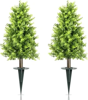 Kunst kegelboom - nepboom - groen - 75 cm - 2-pack
