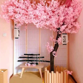 Kunst kersenboom nep bloesemboom 1,2x0,8m lichtroze