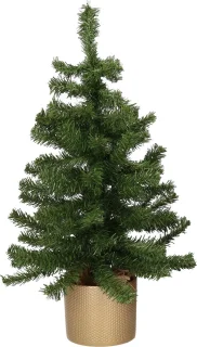 Kunst kerstboom 60 cm groen met gouden pot