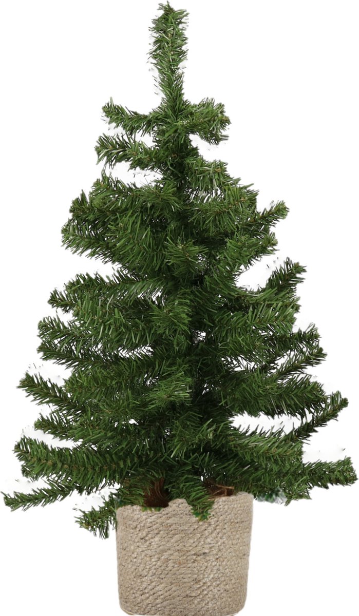 Kunst kerstboom groen 60 cm met jute pot