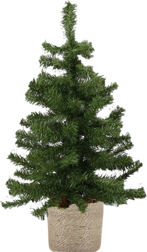 Kunst kerstboom groen 60 cm met jute pot