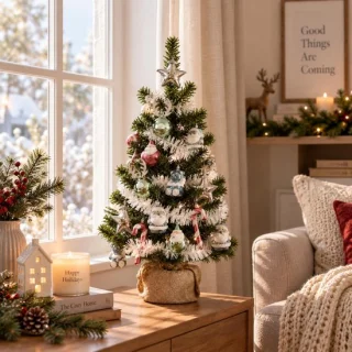 Kunst kerstboom met jute voet