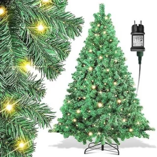 Kunst kerstboom met verlichting - 180 cm groene pvc boom met 860 warm white leds