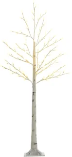 Kunstberk met 120 ledlampjes, wit, 150 cm hoog