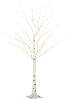 Kunstberkboom met ledverlichting, wit, 150 cm