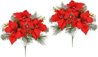 Kunstbloemen kerstster - nepbloemen boeket