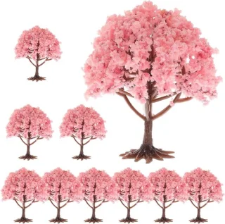 Kunstbomen miniatuur - nepboompjes - 10 stuks - roze