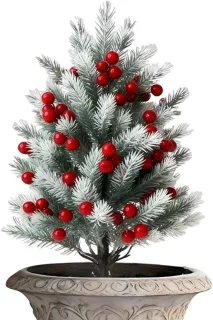 Kunstboom met bessen - kerstboomdecoratie - 57 cm - groen