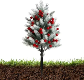 Kunstboom met bessen - Kunstplant 56 cm - Groen/rood
