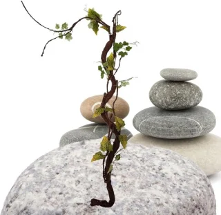 Kunstboom met gebogen stam - 140 cm - wijnbladeren