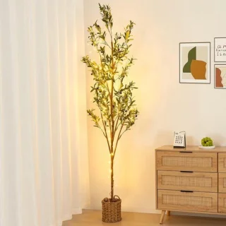 Kunstboom olijfboom 210 cm met ledverlichting en mand