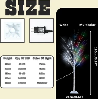 Kunstboom Witte Berken LED 180 cm