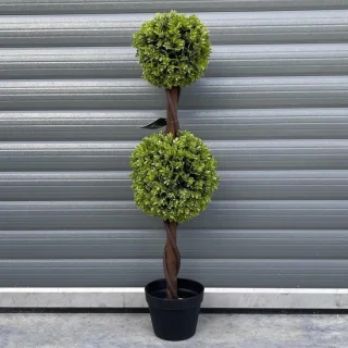 Kunstbuxus Dubbele Bol 90 cm Groen