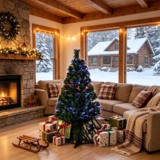 Kunstelijke verlichte kerstboom 90 cm