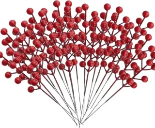 Kunstkerstbessen Draadtak 22 cm Rood