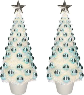 Kunstkerstbomen met lichtjes en ballen blauw
