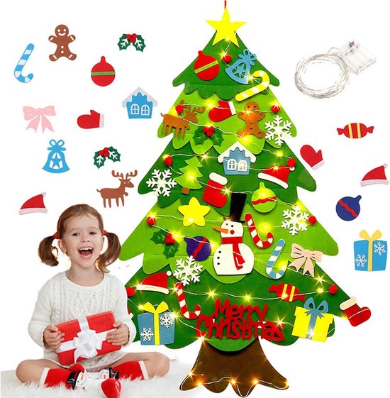 Kunstkerstboom 110 cm met LED lampjes - Vilt DIY deurdecoratie