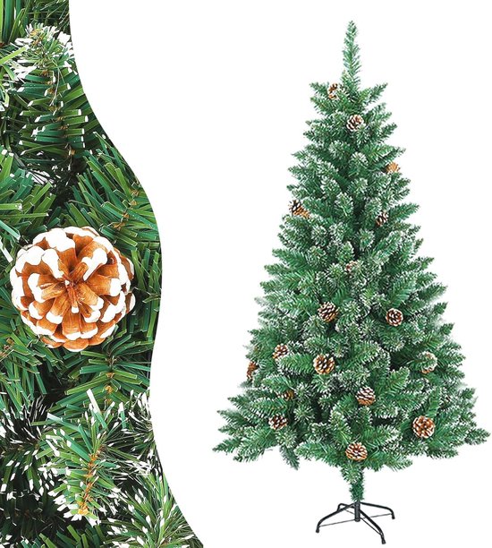 Kunstkerstboom 1,2 m met sneeuweffect en dennenappels