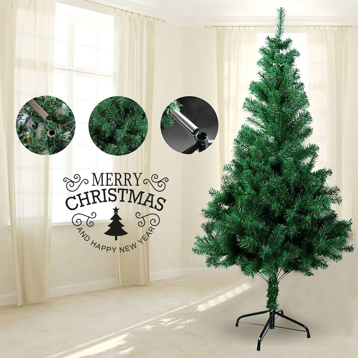 Kunstkerstboom 120 cm groen met metalen standaard