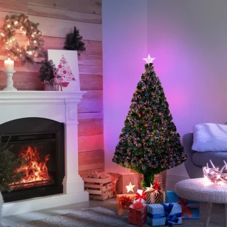 Kunstkerstboom 120 cm hoog met glasvezelverlichting