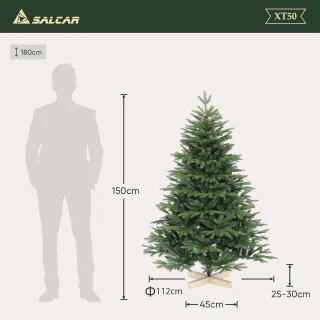 Kunstkerstboom 120 cm met houten standaard