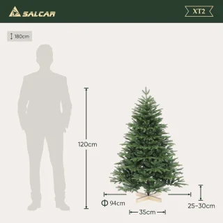 Kunstkerstboom 120 cm met houten standaard