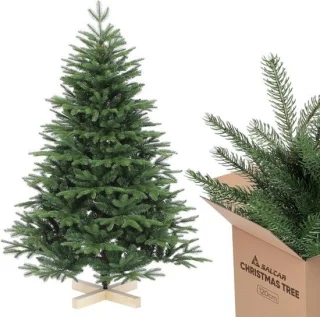 Kunstkerstboom 120 cm met houten standaard