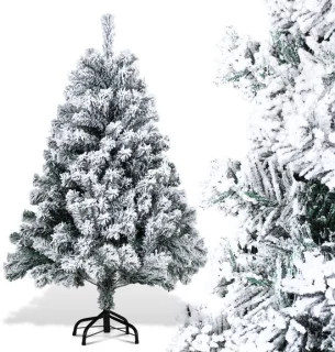 Kunstkerstboom 120 cm met sneeuw en metalen standaard