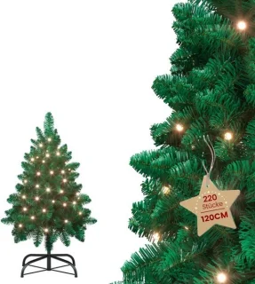 Kunstkerstboom 120 cm met warmwitte ledverlichting
