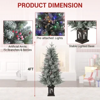 Kunstkerstboom 122 cm met ledverlichting, vintage plantenpot