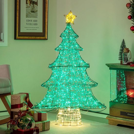 Kunstkerstboom 123 cm met LED verlichting en metalen frame