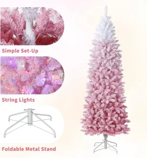 Kunstkerstboom 140 cm – slanke roze den