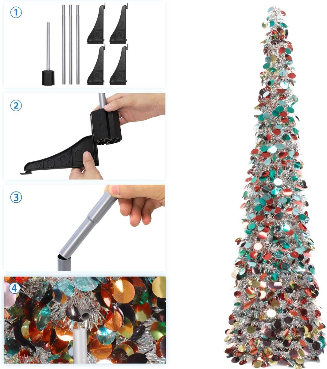 Kunstkerstboom 1,5 m met standaard zilver