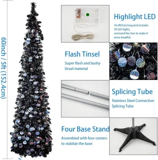 Kunstkerstboom 1,5 m zwart