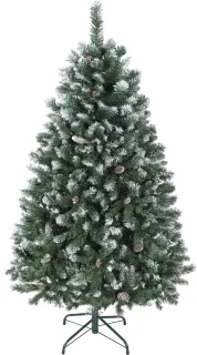 Kunstkerstboom 150 cm met 581 takken, sneeuw en 44 dennenappels