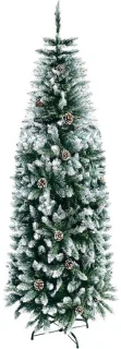 Kunstkerstboom 150 cm met dennenappels en metalen standaard