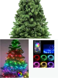 Kunstkerstboom 150 cm met gekleurde LED-verlichting en afstandsbediening