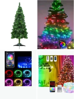 Kunstkerstboom 150 cm met gekleurde LED-verlichting en afstandsbediening