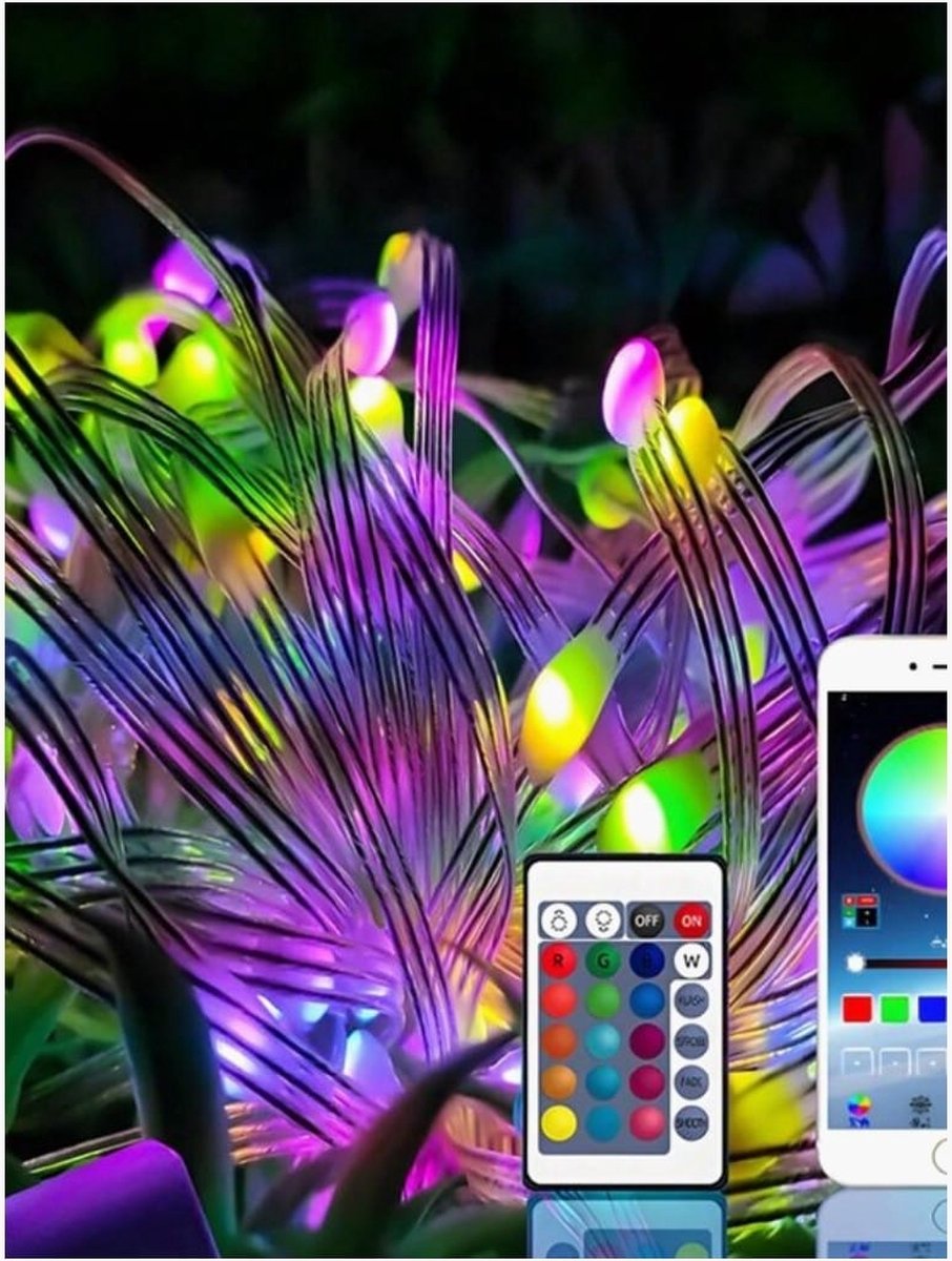Kunstkerstboom 150 cm met gekleurde LED-verlichting en afstandsbediening