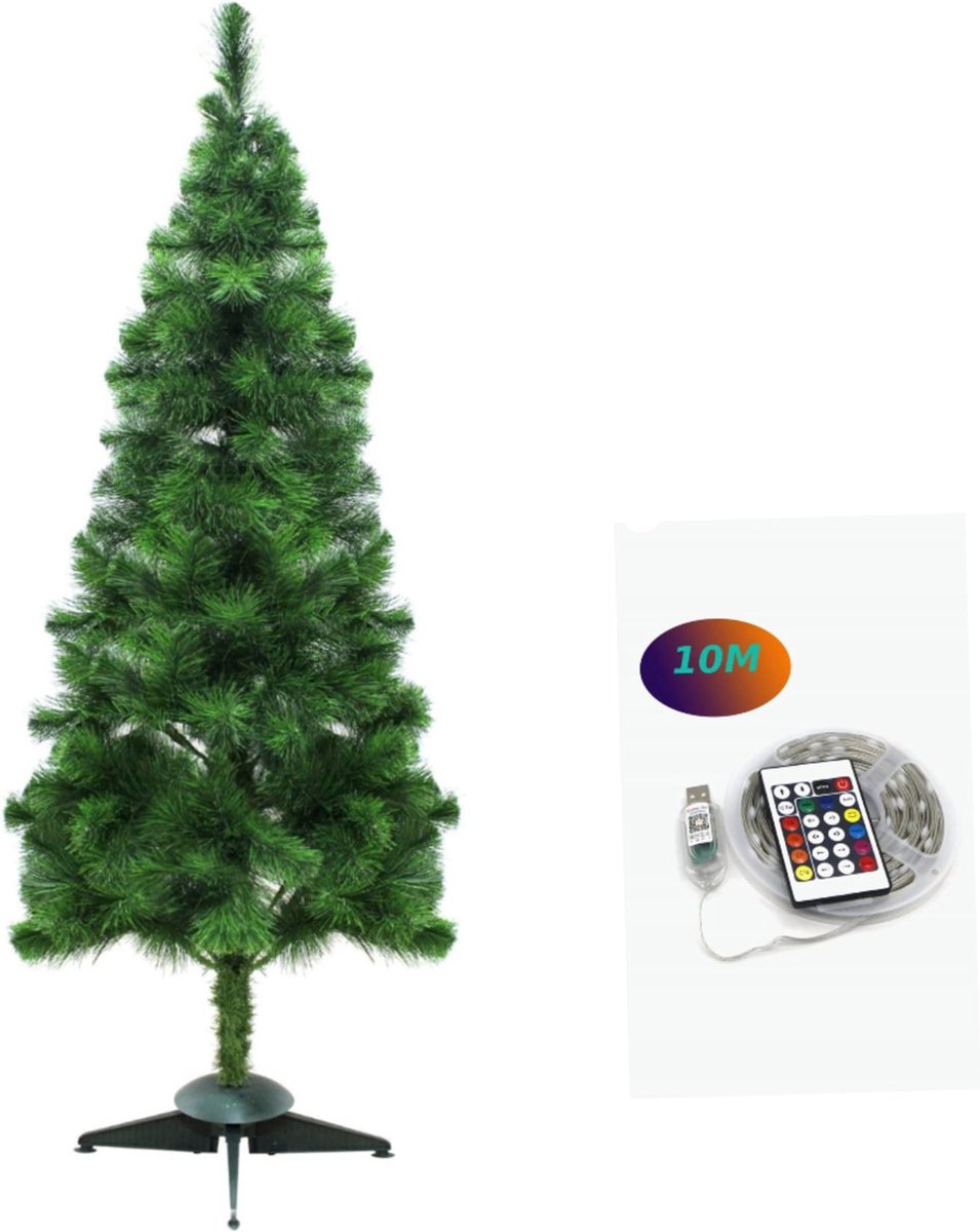Kunstkerstboom 150 cm met gekleurde LED-verlichting en afstandsbediening