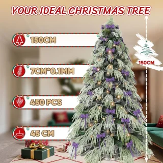 Kunstkerstboom 150 cm met houten voet