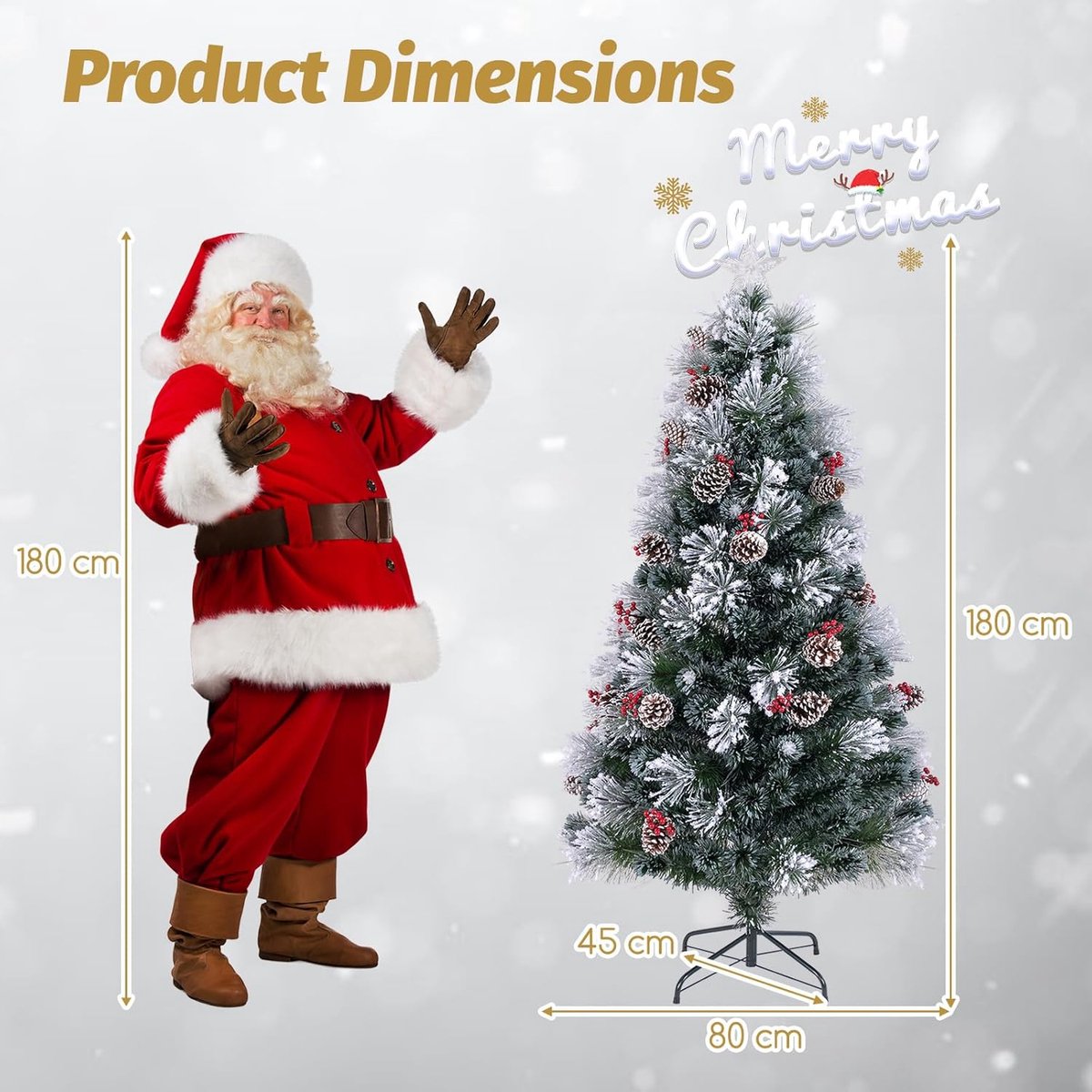 Kunstkerstboom 150 cm met ledlampen en rode bessen