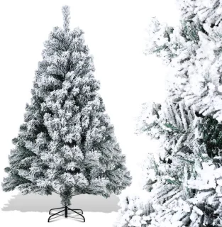 Kunstkerstboom 150 cm met sneeuw en metalen standaard