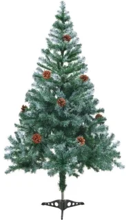 Kunstkerstboom 150 cm met sneeuwtips en dennenappels
