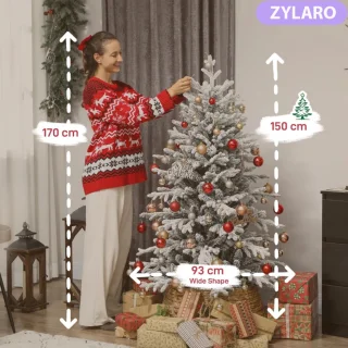 Kunstkerstboom 150 cm Ø93 cm Groen-wit