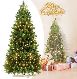 Kunstkerstboom 150 cm PE/PVC met houten standaard