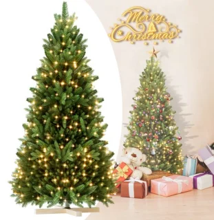 Kunstkerstboom 150 cm PE/PVC met houten standaard