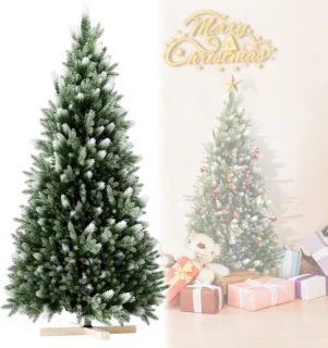 Kunstkerstboom 150 cm PVC-PE met houten standaard