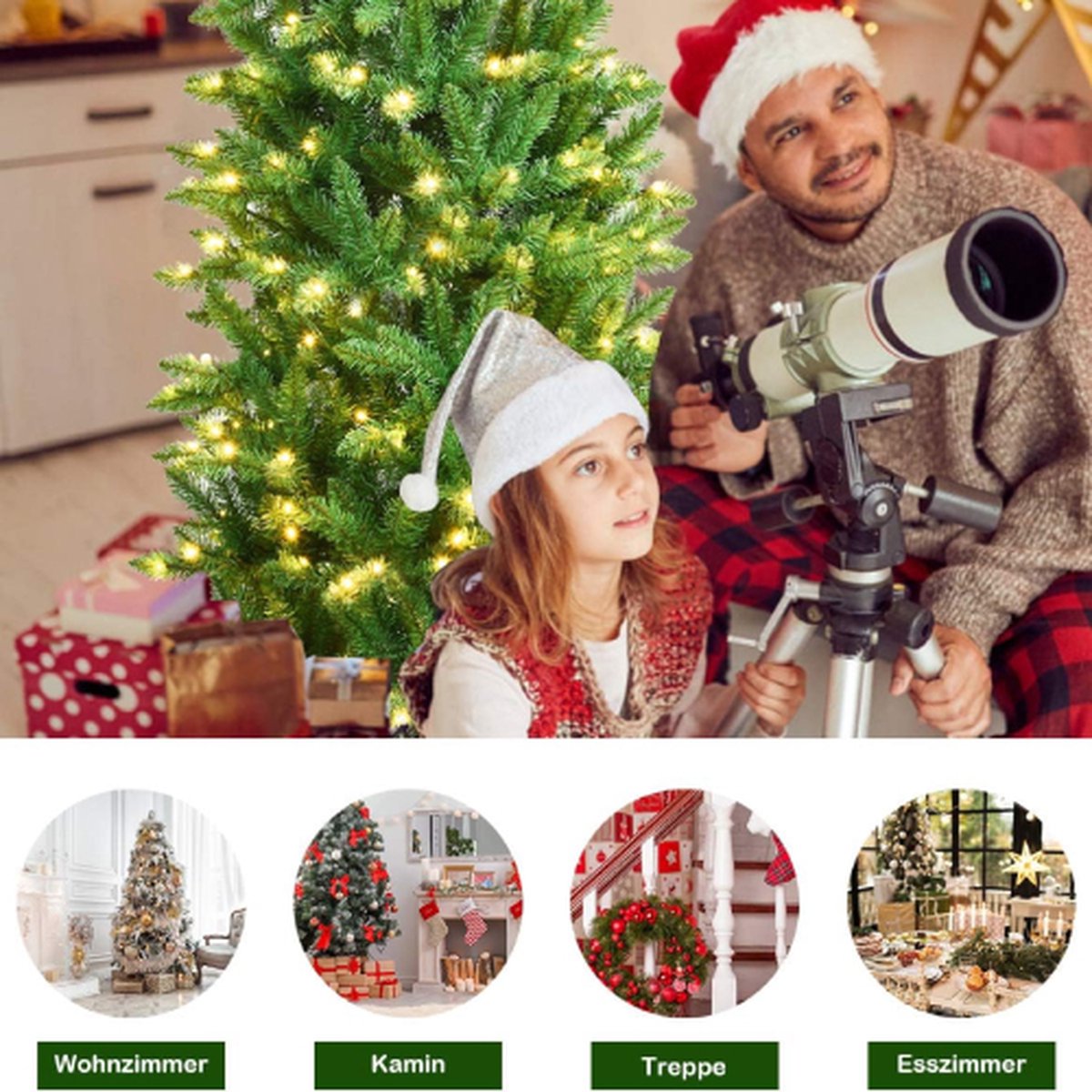 kunstkerstboom 150 cm pvc potlood kerstboom met led verlichting en metalen standaard