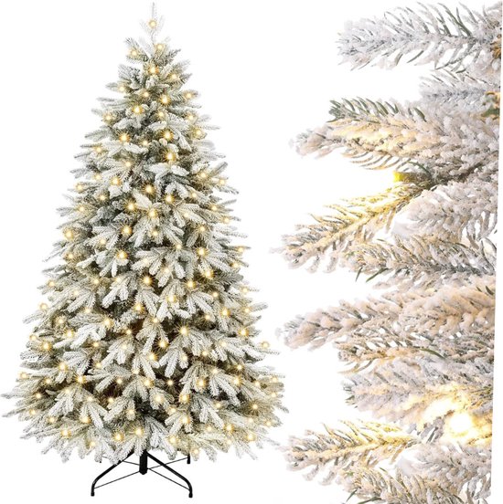 Kunstkerstboom 150 cm wit LED dennenboom PE PVC